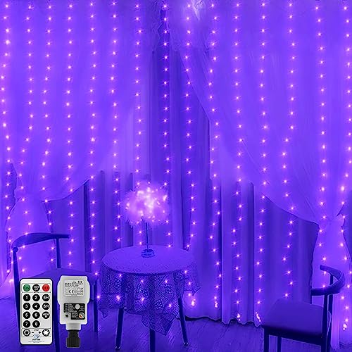 CORST Weihnachten Shwarzlicht UV Vorhanglichter, 2 m x 2 m Hintergrundfenster Vorhanglichter, UV Lichterkette Blacklights Wasserfalllicht, 8 Modi, wasserdicht, anschließbar von CORST