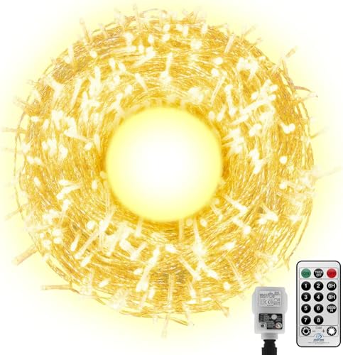 CORST 50M 300LED Lichterkette Außen mit Stecker,Garten Lichterkette Weihnachtsbaum Outdoor Weihnachtsbeleuchtung Innen mit Fernbedienung Timer,8 Modi wasserdicht für Balkon von CORST