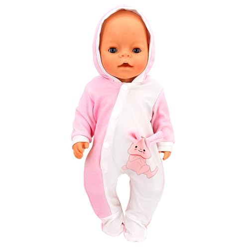 COSDOLL Puppenkleidung für Babypuppen 35-40 cm, Puppen Strampler Kleidung für Puppen Mädchen (Rosa Hase) von COSDOLL