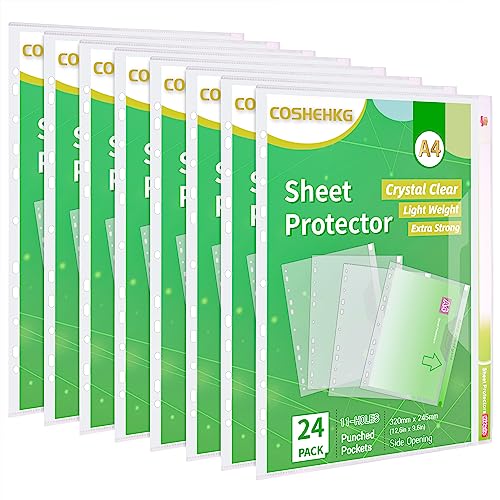 COSHEHKG A4 Prospekthüllen, 24Pcs Klarsichthüllen mit 𝗘𝘁𝗶𝗸𝗲𝘁𝘁 𝗧𝗮𝘀𝗰𝗵𝗲 𝗘𝘅𝘁𝗿𝗮 𝗦𝘁𝗮𝗿𝗸 11 Löcher Wallets, Seite Öffnung Crystal Clear Binder Ordner Hülle für Papier & Dokumente COSHEHKG A4 Prospekthüllen, 24Pcs Klarsichthüllen mit 𝗘𝘁𝗶𝗸𝗲𝘁𝘁 𝗧𝗮𝘀𝗰𝗵𝗲 𝗘𝘅𝘁𝗿𝗮 𝗦𝘁𝗮𝗿𝗸 11 Löcher Wallets, Seite Öffnung Crystal Clear Binder Ordner Hülle für Papier & Dokumente von COSHEHKG