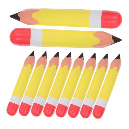 COSMEVIVI 10 Stück Teiliges Aufblasbares Bleistift-dekorationsset aus Robustem PVC Hohe Party Klassenzimmerdeko Gelb Einfach Aufzublasen für Geburtstagsfeiern und Kreative Fotosessions von COSMEVIVI