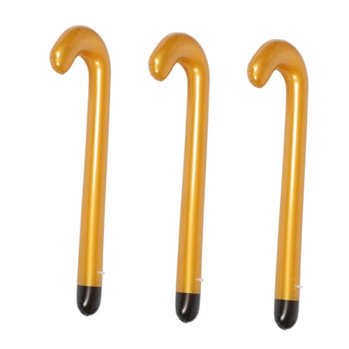 COSMEVIVI 3 Stück Aufblasbarer Gehwagen Aufblasbarer Gehstock Cosplay Krücke Cosplay Gehstock Requisite Halloween Krücke Pvc Golden von COSMEVIVI