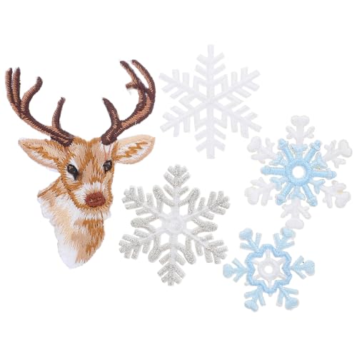 COSMEVIVI 6 Stück Schneeflocken-Aufnäher zum Selbermachen – Applikationen zum Aufbügeln mit Weihnachtsmotiven, Schneeflocken-Rentier-Applikationen, Weihnachtsbasteln, Nähzubehör COSMEVIVI 6 Stück Schneeflocken-Aufnäher zum Selbermachen – Applikationen zum Aufbügeln mit Weihnachtsmotiven, Schneeflocken-Rentier-Applikationen, Weihnachtsbasteln, Nähzubehör von COSMEVIVI