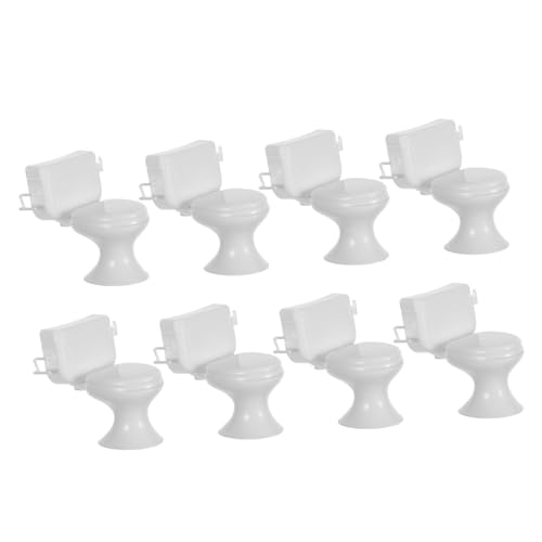 COSMEVIVI 8 Teiliges Puppenhaus Badezimmerzubehör, Kleine Hausmöbel, Mini Möbel, Realistische Mini Toilette, Dekoratives Mini Modell, Mini Töpfchen, Realistische Toilette, Mini von COSMEVIVI