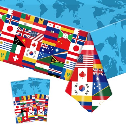 2 Stück Internationale Flagge Tischdecke Abwaschbar,Kunststoff Tischdecke Elastische Rechteckig Bierzeltgarnitur,137 * 274cm Fleckschutz Tischtuch für Europäische Sportwettbewerbe Tischdeko 2 Stück Internationale Flagge Tischdecke Abwaschbar,Kunststoff Tischdecke Elastische Rechteckig Bierzeltgarnitur,137 * 274cm Fleckschutz Tischtuch für Europäische Sportwettbewerbe Tischdeko von COSORO