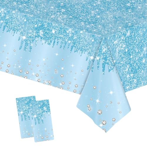 2 Stück Tischdecke Abwaschbar,Kunststoff Tischdecke Elastische Rechteckig Bierzeltgarnitur,137 * 274cm Babyblau Paillette Druck Wasserabweisend Fleckschutz Tischtuch für Hochzeit Weihnachten Party 2 Stück Tischdecke Abwaschbar,Kunststoff Tischdecke Elastische Rechteckig Bierzeltgarnitur,137 * 274cm Babyblau Paillette Druck Wasserabweisend Fleckschutz Tischtuch für Hochzeit Weihnachten Party von COSORO