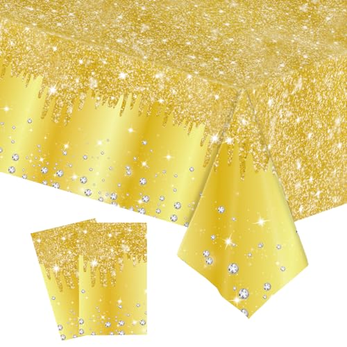 2 Stück Tischdecke Abwaschbar,Kunststoff Tischdecke Elastische Rechteckig Bierzeltgarnitur,137 * 274cm Gold Paillette Druck Wasserabweisend Fleckschutz Tischtuch für Hochzeit Weihnachten Party 2 Stück Tischdecke Abwaschbar,Kunststoff Tischdecke Elastische Rechteckig Bierzeltgarnitur,137 * 274cm Gold Paillette Druck Wasserabweisend Fleckschutz Tischtuch für Hochzeit Weihnachten Party von COSORO