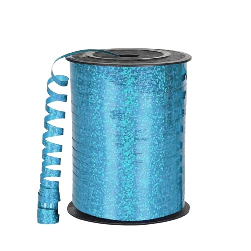 450m Geschenkband Blau 5mm Breit,Kräuselband Geschenkbänder Schleifenband Glitzer Metalldraht Ballonband Ringelband,Dekoband für Weihnachten Neujahr Geburtstag Geschenkverpackung Ballonverschlüsse von COSORO