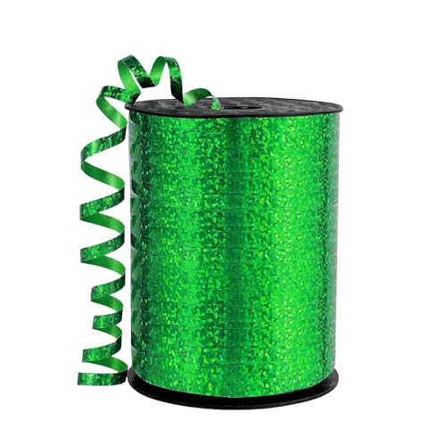 450m Geschenkband Dunkelgrün 5mm Breit,Kräuselband Geschenkbänder Schleifenband Glitzer Metalldraht Ballonband Ringelband,Dekoband Weihnachten Neujahr Geburtstag Geschenkverpackung Ballonverschlüsse von COSORO
