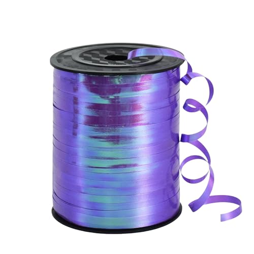 450m Geschenkband Violett 5mm,Kräuselband Geschenkbänder Schleifenband Glitzer Hologramm Ballonband Ringelband,Dekoband für Weihnachten Neujahr Hochzeit Geburtstag Geschenkverpackung Ballonverschlüsse von COSORO