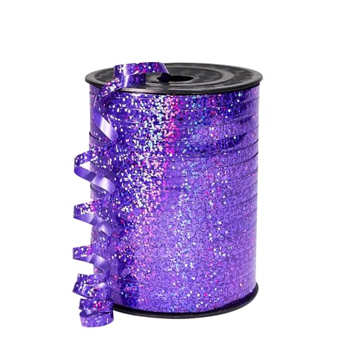 450m Geschenkband Violett 5mm Breit,Kräuselband Geschenkbänder Schleifenband Glitzer Metalldraht Ballonband Ringelband,Dekoband für Weihnachten Neujahr Geburtstag Geschenkverpackung Ballonverschlüsse von COSORO