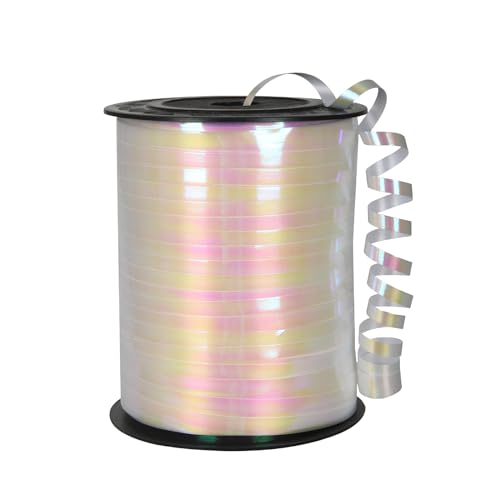 450m Geschenkband Weiß 5mm,Kräuselband Geschenkbänder Schleifenband Glitzer Hologramm Ballonband Ringelband,Dekoband für Weihnachten Neujahr Hochzeit Geburtstag Geschenkverpackung Ballonverschlüsse von COSORO