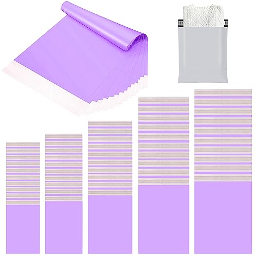 50 Stück Versandtüten für Kleidung 5 Größen,Violett Versandbeutel,Opake Kuriertasche Versandtaschen Verpackungsbeutel Plastik mit Selbstklebeverschluss,Pakettaschen Poly Kunststoffbeutel für Textilien von COSORO