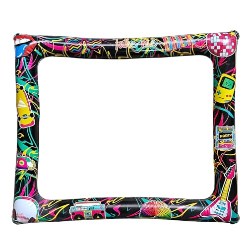 70er 80er 90er Retro Photo Booth Prop - Riesiger aufblasbarer Selfie-Rahmen & Bilderrahmen für Männer Frauen - Disco, Hippie Party Dekorationen von COSORO