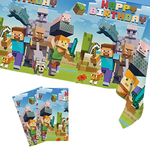 Tischdecke für Jungen, Minenhandwerk, 100 x 150 cm, Minenhandwerk, Geburtstagsparty-Dekorationen, Tischdecke, Kunststoff-Tischdecke, Party-Tischdecken für Kinder, Jungen, Minenarbeiter, Gaming-Thema, von COSORO