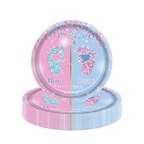 Pappteller für Babypartys, 17,8 cm, für Babys, Mädchen, Jungen, Partygeschirr, Einwegteller, Dessertteller für Mädchen, Jungen, Party-Tischdekoration, 16 Stück Pappteller für Babypartys, 17,8 cm, für Babys, Mädchen, Jungen, Partygeschirr, Einwegteller, Dessertteller für Mädchen, Jungen, Party-Tischdekoration, 16 Stück von COSORO