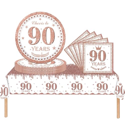 Partygeschirr 90. Geburtstag Roségold Frauen,37 Stück Roségold 90. Geburtstag Dekorationen Tischdecke Papier Platten Servietten für Erwachsene Sie Ihn 90. Geburtstags Geschenk Tischdekoration Partygeschirr 90. Geburtstag Roségold Frauen,37 Stück Roségold 90. Geburtstag Dekorationen Tischdecke Papier Platten Servietten für Erwachsene Sie Ihn 90. Geburtstags Geschenk Tischdekoration von COSORO