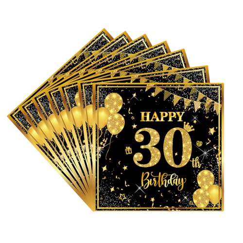 Servietten 30.Geburtstag Männer Frauen,20pcs Schwarze Gold Geburtstagsservietten,Partyservietten,30.Geburtstag Deko Servietten,Papierservietten für Männer Frauen Er Sie 30.Geburtstags Tischdekoration Servietten 30.Geburtstag Männer Frauen,20pcs Schwarze Gold Geburtstagsservietten,Partyservietten,30.Geburtstag Deko Servietten,Papierservietten für Männer Frauen Er Sie 30.Geburtstags Tischdekoration von COSORO