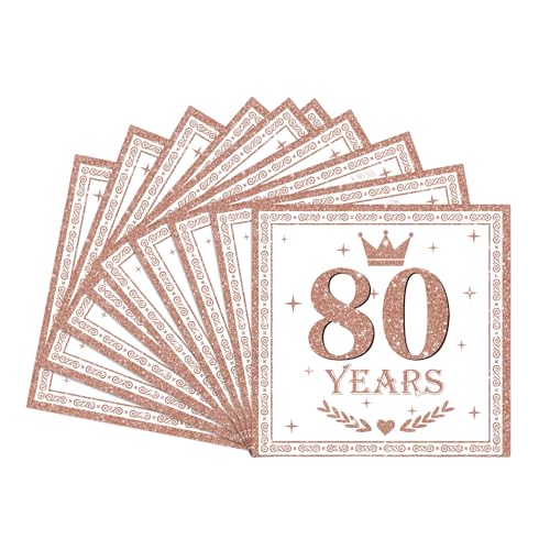 Servietten 80.Geburtstag Frauen,20Stück Roségold Geburtstagsservietten,Partyservietten,80.Geburtstag Deko Servietten,Papierservietten für Frauen Sie 80.Geburtstags Tischdekoration Servietten 80.Geburtstag Frauen,20Stück Roségold Geburtstagsservietten,Partyservietten,80.Geburtstag Deko Servietten,Papierservietten für Frauen Sie 80.Geburtstags Tischdekoration von COSORO