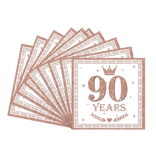 Servietten 90.Geburtstag Frauen,20Stück Roségold Geburtstagsservietten,Partyservietten,90.Geburtstag Deko Servietten,Papierservietten für Frauen Sie 90.Geburtstags Tischdekoration Servietten 90.Geburtstag Frauen,20Stück Roségold Geburtstagsservietten,Partyservietten,90.Geburtstag Deko Servietten,Papierservietten für Frauen Sie 90.Geburtstags Tischdekoration von COSORO