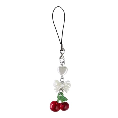 COSSIKA Lanyard-Kette, handgefertigter Kirsch-Handy-Anhänger, süßer Handy-Anhänger, Obst-Handy-Kette, Anhänger, Riemen, Lanyard, Rucksack-Anhänger für Taschenschlüssel COSSIKA Lanyard-Kette, handgefertigter Kirsch-Handy-Anhänger, süßer Handy-Anhänger, Obst-Handy-Kette, Anhänger, Riemen, Lanyard, Rucksack-Anhänger für Taschenschlüssel von COSSIKA