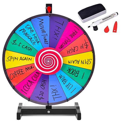 COSTWAY 18" Glücksrad Spielzeug Farbe Rad Spiele für Lotteriespiele Wortspiele, inkl. Radiergummi und Markierstift, geeignet für Kinder und Erwachsenen (φ48cm) von COSTWAY