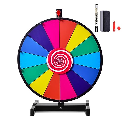 COSTWAY 24" Glücksrad Spielzeug Farbe Rad Spiele für Lotteriespiele Wortspiele, inkl. Radiergummi und Markierstift, geeignet für Kinder und Erwachsenen (φ60cm) von COSTWAY