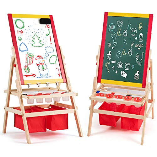COSTWAY 3 in 1 Kinder Staffelei, Whiteboard & Kreidetafel & Roll Zeichenpapier, Kindertafel doppelseitig, Standtafel, Spieltafel, Holztafel, inkl. 2 Aufbewahrungsboxen und Zubehör COSTWAY 3 in 1 Kinder Staffelei, Whiteboard & Kreidetafel & Roll Zeichenpapier, Kindertafel doppelseitig, Standtafel, Spieltafel, Holztafel, inkl. 2 Aufbewahrungsboxen und Zubehör von COSTWAY