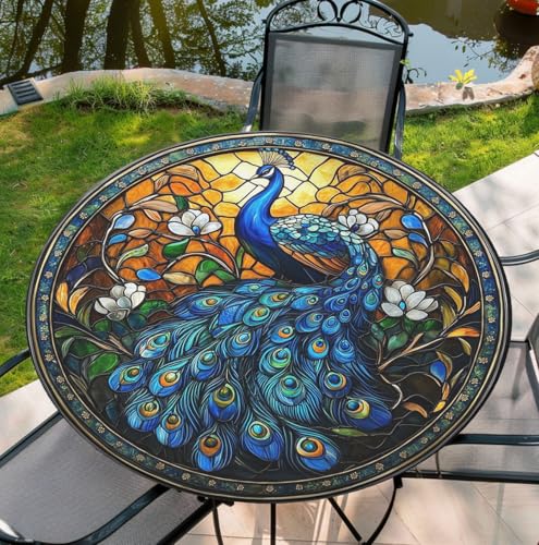 COTAIL Runde Tischdecke mit elastischem Rand, wasserdichte Tischdecke für Abendessen, Outdoor, Picknick, 111,8 cm, Pfau COTAIL Runde Tischdecke mit elastischem Rand, wasserdichte Tischdecke für Abendessen, Outdoor, Picknick, 111,8 cm, Pfau von COTAIL