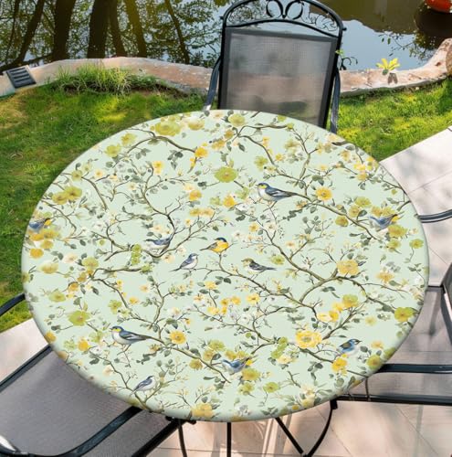 COTAIL Runde Tischdecke mit elastischem Rand, wasserdichte Tischdecke für Abendessen, Outdoor, Picknick, 132 cm, Frühlingsvogel COTAIL Runde Tischdecke mit elastischem Rand, wasserdichte Tischdecke für Abendessen, Outdoor, Picknick, 132 cm, Frühlingsvogel von COTAIL