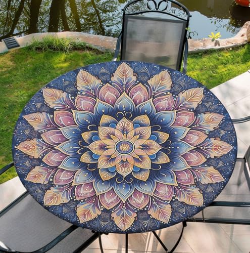 COTAIL Runde Tischdecke mit elastischem Rand, wasserdichte Tischdecke für Abendessen, Outdoor, Picknick, 152,4 cm, Mandala COTAIL Runde Tischdecke mit elastischem Rand, wasserdichte Tischdecke für Abendessen, Outdoor, Picknick, 152,4 cm, Mandala von COTAIL