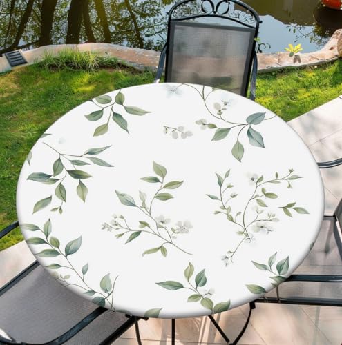 COTAIL Runde Tischdecke mit elastischem Rand, wasserdichte Tischdecke für Abendessen, Outdoor, Picknick, 91,4 cm, grüne Blätter COTAIL Runde Tischdecke mit elastischem Rand, wasserdichte Tischdecke für Abendessen, Outdoor, Picknick, 91,4 cm, grüne Blätter von COTAIL