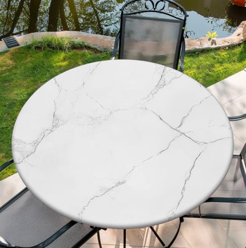 COTAIL Runde Tischdecke mit elastischem Rand, wasserdichte Tischdecke für Abendessen, Outdoor, Picknick, 91,4 cm, weißer Marmor COTAIL Runde Tischdecke mit elastischem Rand, wasserdichte Tischdecke für Abendessen, Outdoor, Picknick, 91,4 cm, weißer Marmor von COTAIL