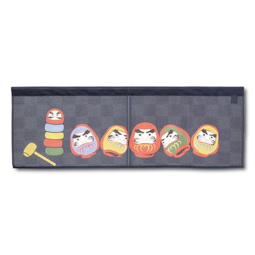 COTONOHA Japanischer Noren-Vorhang mit Daruma-Design, kurze Länge, Türteiler, traditioneller Spitzenstoff, hergestellt in Japan, für Küche, Eingangsbereich oder Raumdekoration, 85,1 x 30 cm von COTONOHA
