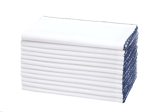 COTTON CRAFT Stoffservietten, weiche Baumwolle, 43,2 x 43,2 cm, weiße Dinnerservietten mit blauem Rand, saugfähige, wiederverwendbare Stoffservietten für Tischdekoration, Partys, den täglichen COTTON CRAFT Stoffservietten, weiche Baumwolle, 43,2 x 43,2 cm, weiße Dinnerservietten mit blauem Rand, saugfähige, wiederverwendbare Stoffservietten für Tischdekoration, Partys, den täglichen von COTTON CRAFT