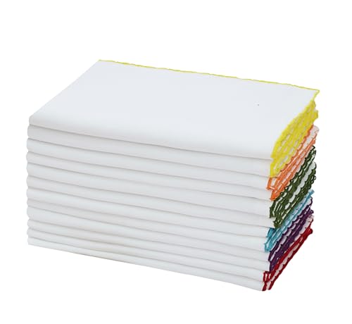COTTON CRAFT Stoffservietten – Set mit 12 reinen, weichen Baumwollservietten mit buntem Rand, saugfähige, wiederverwendbare Stoffservietten für Esstisch, Partys, Hochzeiten, den täglichen Gebrauch COTTON CRAFT Stoffservietten – Set mit 12 reinen, weichen Baumwollservietten mit buntem Rand, saugfähige, wiederverwendbare Stoffservietten für Esstisch, Partys, Hochzeiten, den täglichen Gebrauch von COTTON CRAFT