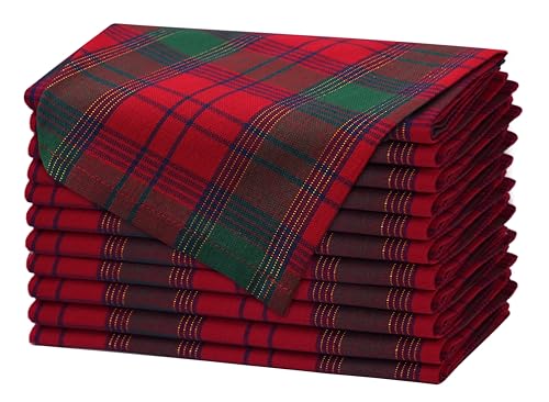 COTTON CRAFT Weihnachtsservietten mit Schottenkaro, 12 Stück, Baumwolltuchservietten, Weihnachten, Urlaub, Dinner-Party, festliche Feier, weich, wiederverwendbar, waschbar, 43,2 x 43,2 cm, Rot, Grün COTTON CRAFT Weihnachtsservietten mit Schottenkaro, 12 Stück, Baumwolltuchservietten, Weihnachten, Urlaub, Dinner-Party, festliche Feier, weich, wiederverwendbar, waschbar, 43,2 x 43,2 cm, Rot, Grün von COTTON CRAFT