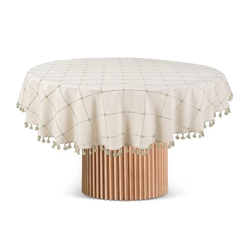 COTTONIVA Tischdecke - 100% Baumwolle, 140 cm rund, Weich, Strapazierfähig und Pflegeleicht, Perfekt für Familienessen, Partys, Hochzeiten und den täglichen Gebrauch - Hochwertige Tischdecke Crème COTTONIVA Tischdecke - 100% Baumwolle, 140 cm rund, Weich, Strapazierfähig und Pflegeleicht, Perfekt für Familienessen, Partys, Hochzeiten und den täglichen Gebrauch - Hochwertige Tischdecke Crème von COTTONIVA