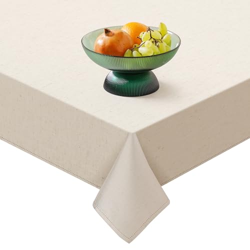 COTTONIVA Tischdecke - 70% Baumwolle, 30% Leinen, 152x305 cm - Hochwertige, Weiche und Strapazierfähige Tischwäsche, Ideal für Esszimmer, Partys, Hochzeiten und den Alltag - Flachs-Tischdecke von COTTONIVA