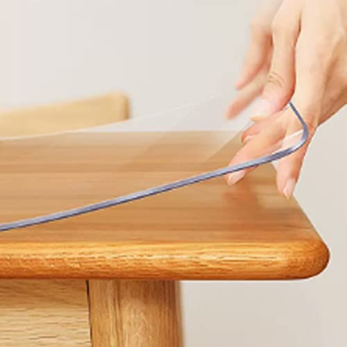 Geschmacklose Kunststoff Weichglas PVC Tischdecke Schutz,Wasserdichte Öl Beweis Tischfolie,Anti-Hot-Tee Tisch Tischschutz,Wiederverwendbare Tischtuch,60° Abgeschrägte Kante (80x120cm/31x47in) von COTTREES