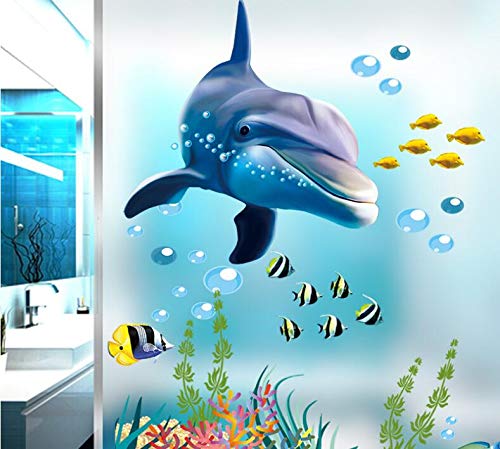 COVPAW® Wandtattoo Wandaufkleber Delphin Dolphin Wandsticker Wandbild Bilder Wohnzimmer Schlafzimmer Deco Badzimmer Kinderzimmer von COVPAW