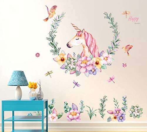 COVPAW® Wandtattoo Wandaufkleber Einhorn Mädchen Wandsticker Wandbild Bilder Wohnzimmer Schlafzimmer Deco Badzimmer Kinderzimmer von COVPAW