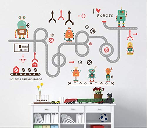 COVPAW® Wandtattoo Wandaufkleber Roboter Automat Wandsticker Wandbild Bilder Wohnzimmer Schlafzimmer Deco Kind Jungen Kinderzimmer Babyzimmer von COVPAW
