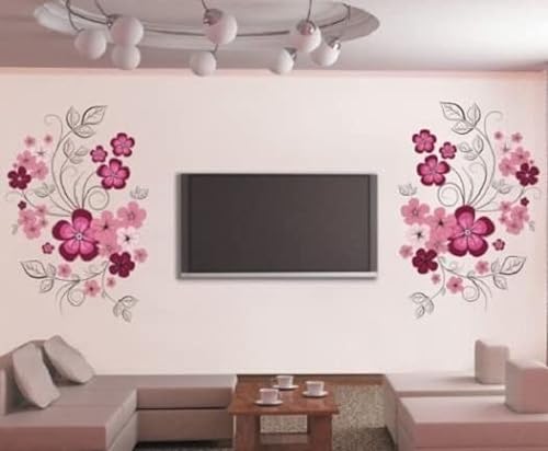 COVPAW® Wandtattoo Wandaufkleber XXL Blumen Ranke Rebe Rosa Pink Wandsticker Wandbild Bilder Wohnzimmer Schlafzimmer Deco von COVPAW