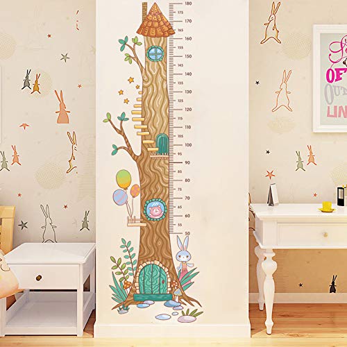 COVPAW® XXL Wandsticker Wandtattoo Kinderzimmer Kinder Höhe Messlatte Maßband Baumhaus Wandaufkleber Wall Sticker Kinder Kind Junge Mädchen Baby Babyzimmer von COVPAW