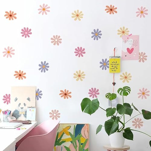 COVPAW Wandtattoo 24 Blumen Kinderzimmer Selbstklebend Wandaufkleber Mehrfarbig Wandsticker Babyzimmer Wohnzimmer Schlafzimmer Flur Wanddeko (24 klein Blumen) von COVPAW