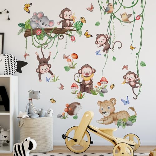 COVPAW Wandtattoo Affen Dschungel Löwen Schaukel Reben Wandaufkleber Affen Baum Ast Kaola Zweige Blätter Vogel Schmetterlingen Wandsticker Kinderzimmer Babyzimmer Schlafzimmer Wanddeko (Affen Tiere) COVPAW Wandtattoo Affen Dschungel Löwen Schaukel Reben Wandaufkleber Affen Baum Ast Kaola Zweige Blätter Vogel Schmetterlingen Wandsticker Kinderzimmer Babyzimmer Schlafzimmer Wanddeko (Affen Tiere) von COVPAW