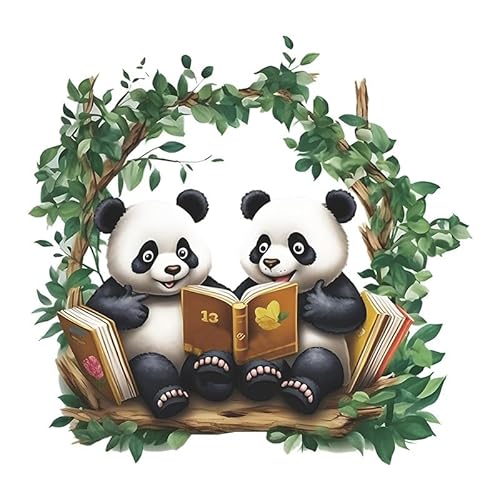 COVPAW Wandtattoo Panda Bücher lesen Wandaufkleber Kinderzimmer gute FreundInnen Flur Küche Wandsticker Schaukel Wanddeko Babyzimmer Wohnzimmer Kindergarten Jungezimmer Mädchenzimmer (2 Pandas) von COVPAW
