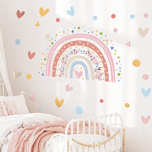 COVPAW Wandtattoo Regenbogen Wandaufkleber Kinderzimmer unicorn Herz Mädchen Wandsticker Wanddeko für Mädchenzimmer Babyzimmer Kindergarten (A) von COVPAW