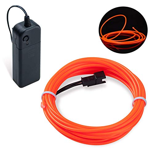 COVVY Wasserdicht Flexibel 3M 9 FT Neon Beleuchtung Lichtschlauch Leuchtschnur EL Kabel Wire mit 3 Modis für Disco Party Kinder Halloween Kostüm Kleidung Weihnachtsfeiern (Orange, 3M) von COVVY